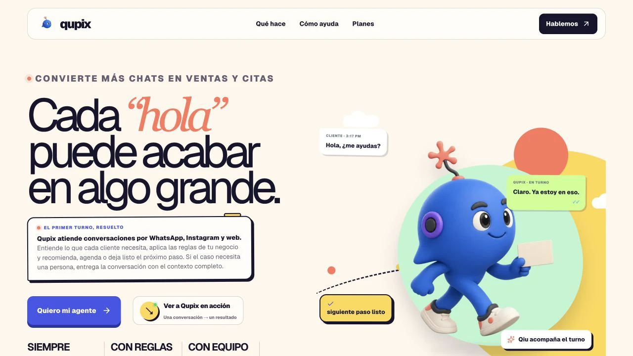 Experiencia web de Qupix, un proyecto de Big Bang Brand
